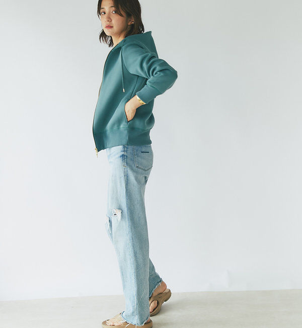 「【WEB限定/キレイめ上品】スポンジダンボールZIPパーカーカットソー」|パーカー|