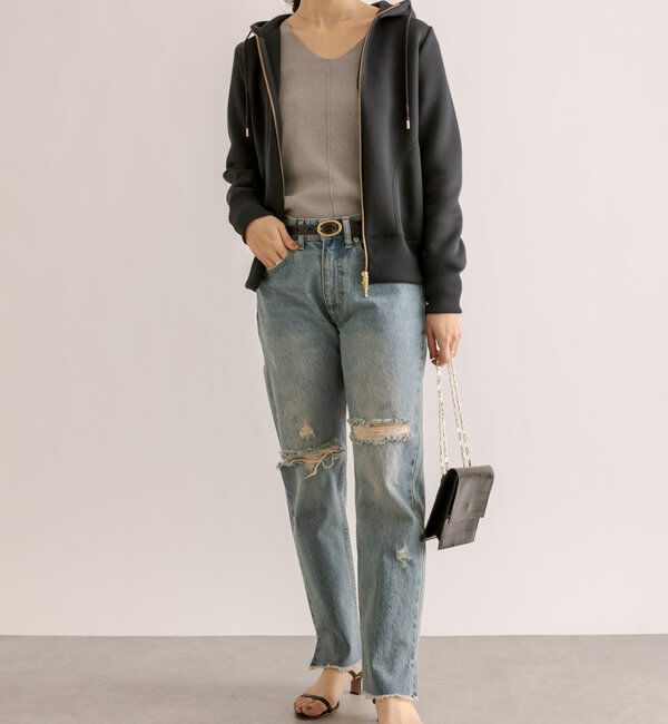  「【WEB限定/キレイめ上品】スポンジダンボールZIPパーカーカットソー」|パーカー|