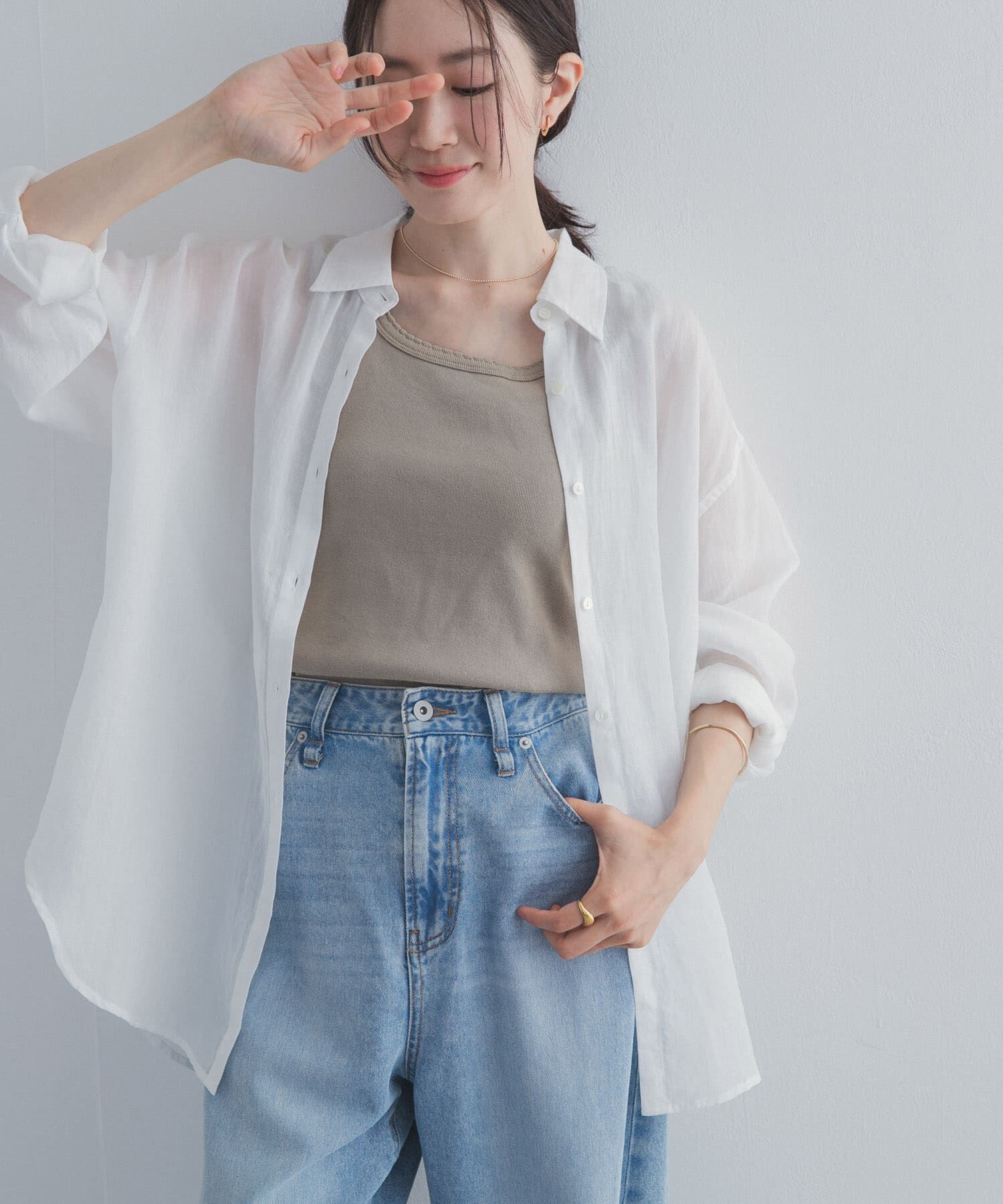 URBAN RESEARCH DOORS「ラミー混ルーズシャツ」|シャツ・ブラウス|オフホワイト