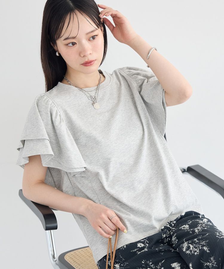 earth music&ecology「フリルスリーブプルオーバー」|Tシャツ・カットソー|