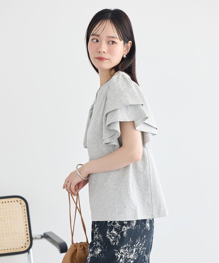 earth music&ecology「フリルスリーブプルオーバー」|Tシャツ・カットソー|