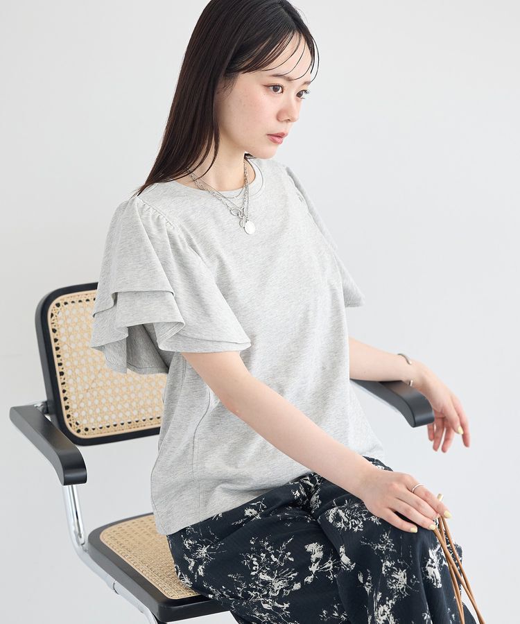 earth music&ecology「フリルスリーブプルオーバー」|Tシャツ・カットソー|