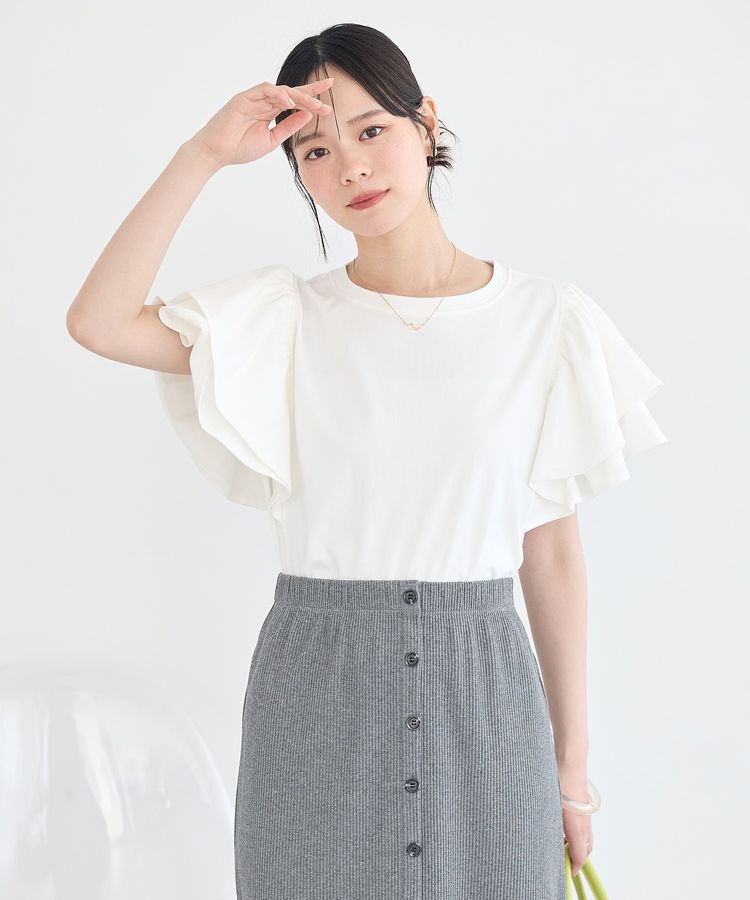 earth music&ecology「フリルスリーブプルオーバー」|Tシャツ・カットソー|
