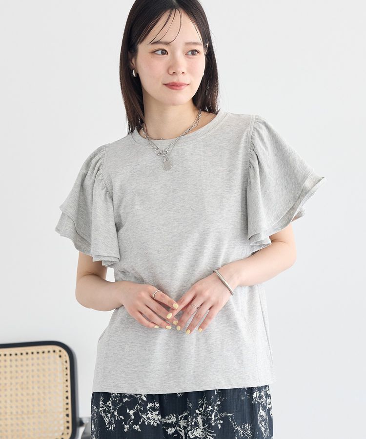 earth music&ecology「フリルスリーブプルオーバー」|Tシャツ・カットソー|Gray Mixture