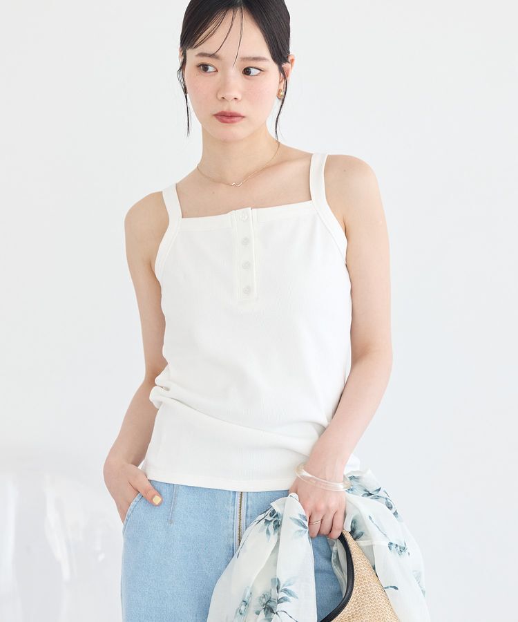earth music&ecology「【接触冷感・抗菌防臭】ヘンリーネックキャミソール」|インナー|Off White