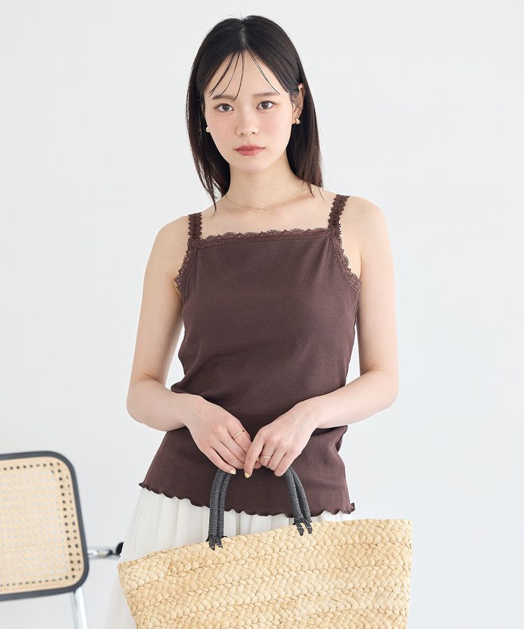 earth music&ecology「【接触冷感・抗菌防臭】カップ付レースキャミソール」|インナー|