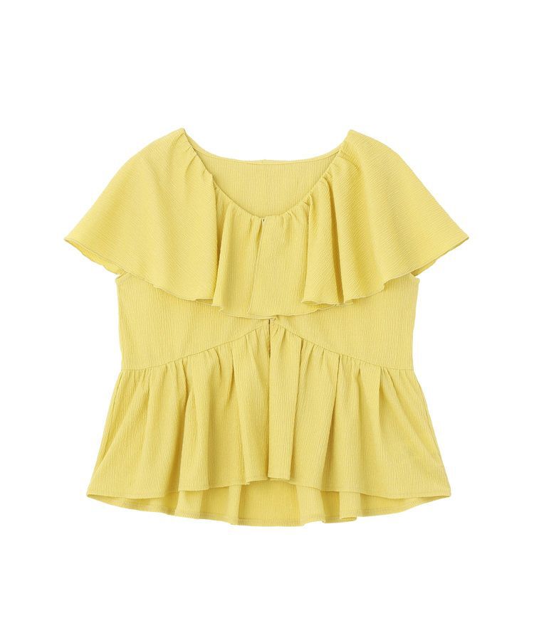 earth music&ecology「ラッフルカラーペプラムカットブラウス」|シャツ・ブラウス|Yellow