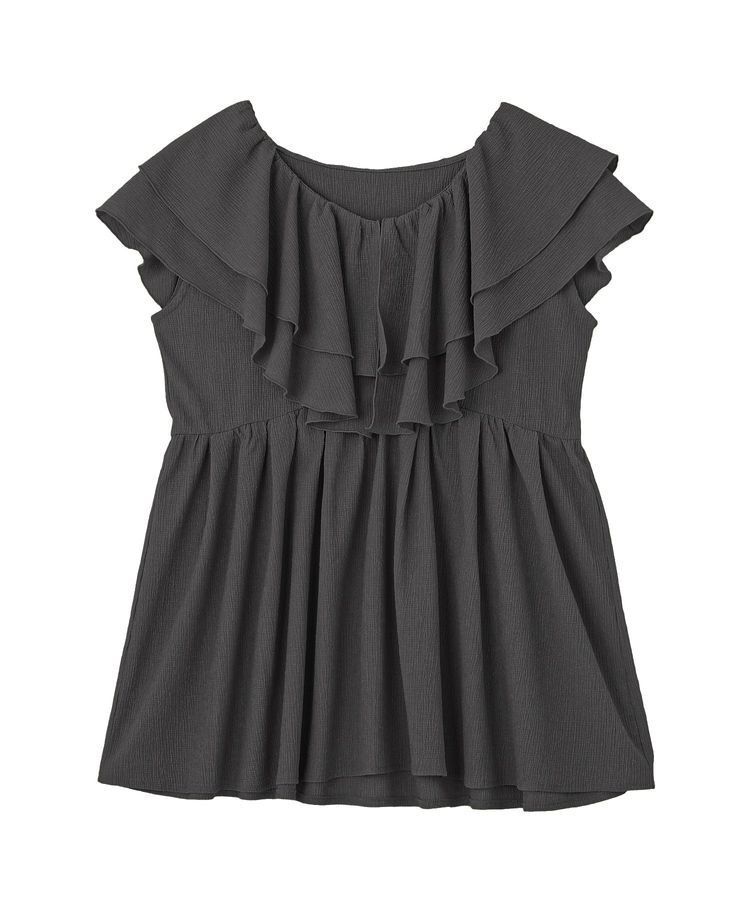 earth music&ecology「ラッフルフリルワンピース」|ワンピース|Charcoal Gray
