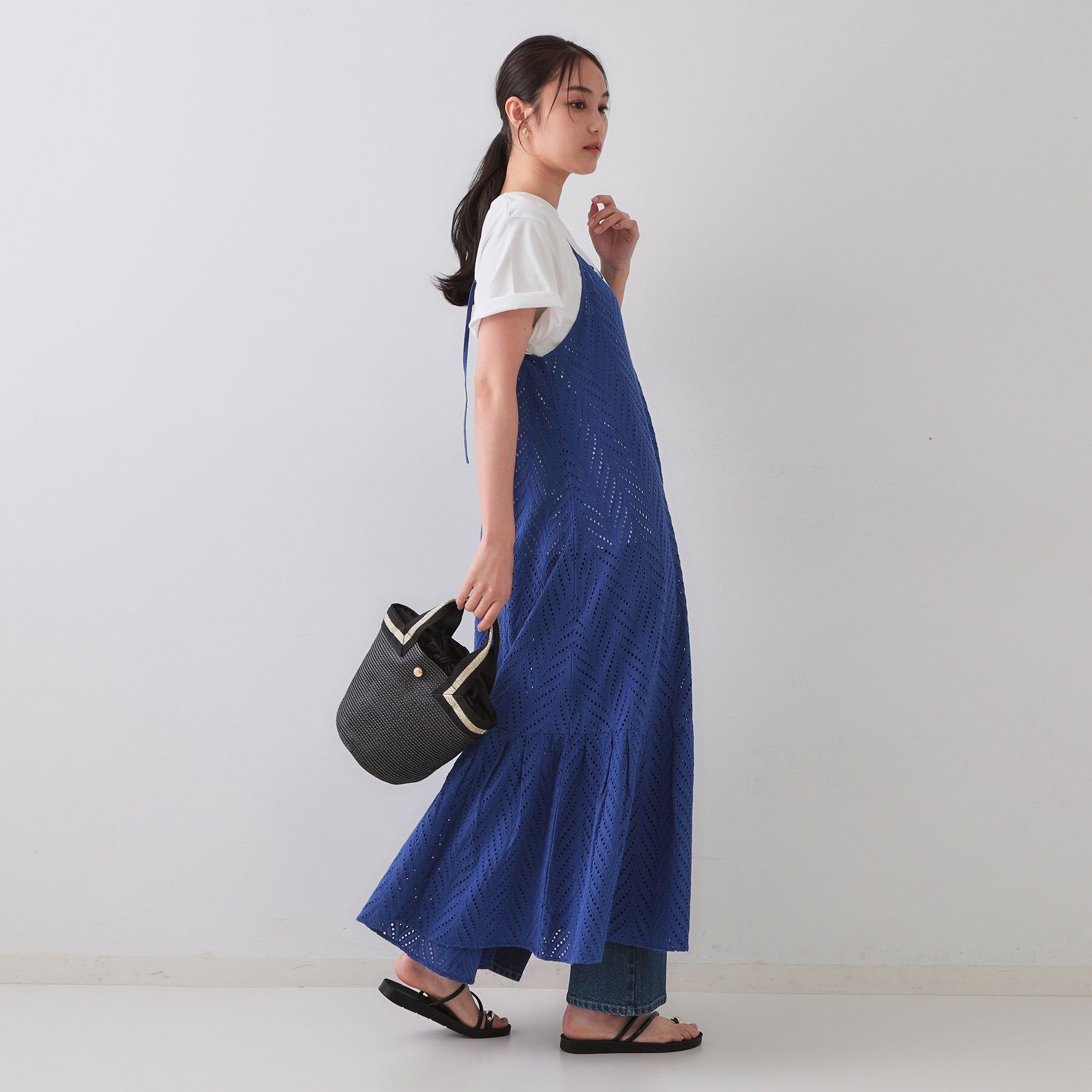 OPAQUE.CLIP「インドコットンアイレット刺繍キャミワンピース【洗える】」|ワンピース|