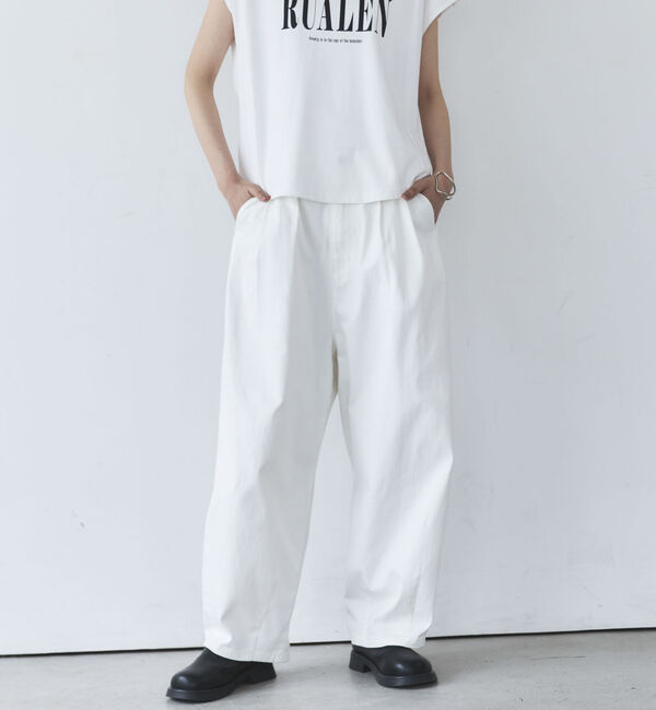 Doux archives「【マイナス３℃デニム】サイドラインバレルパンツ」|チノ|OFF WHITE