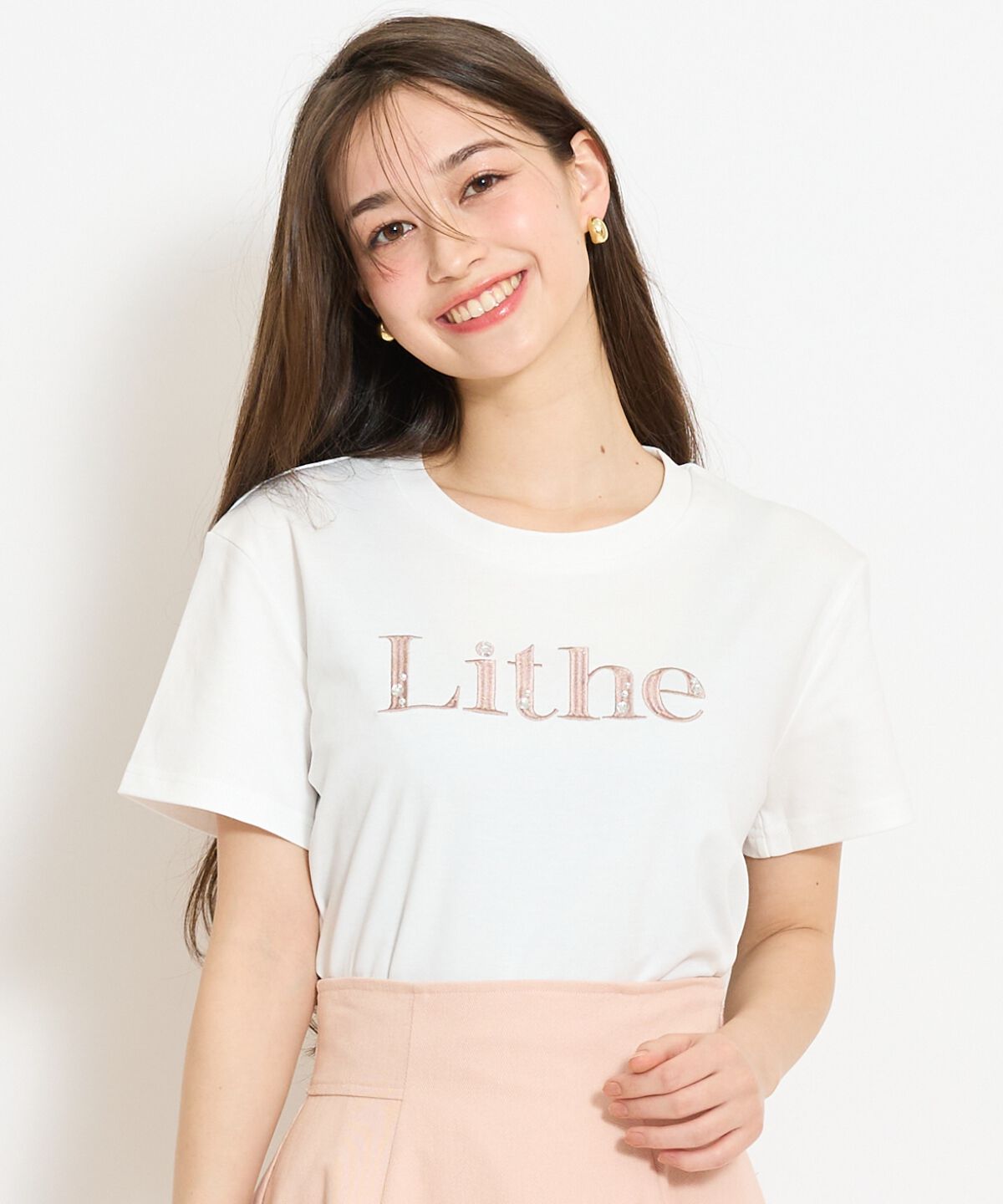 WILLSELECTION「ビジュー付き刺繍ロゴTシャツ」|Tシャツ・カットソー|白系その他