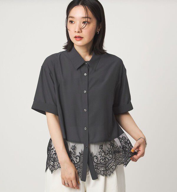 UNITED ARROWS green label relaxing「【WEB限定】＜at ease＞スソ レース ブラウス UVカット 通気性」|シャツ・ブラウス|