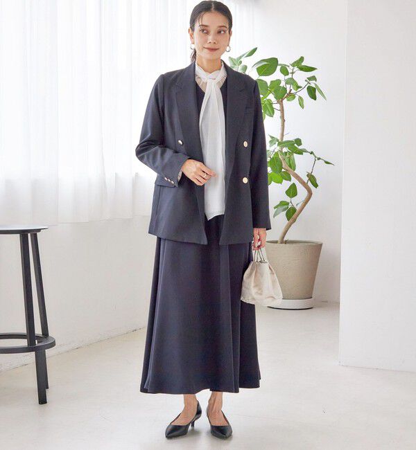 SHIPS for women「little black: リュクス エア ノースリーブ フレア ロング ワンピース（セレモニー対応可）」|ワンピース|