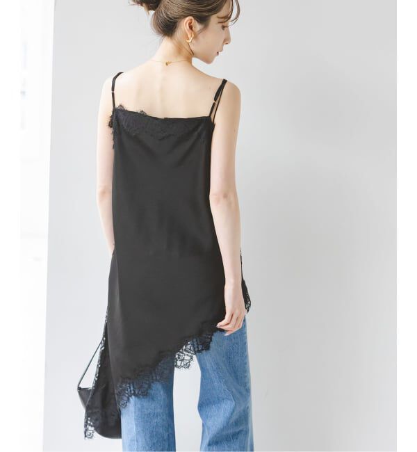 NOBLE「【洗える】ルナサテンレースアシンメトリーキャミ」|キャミソール|
