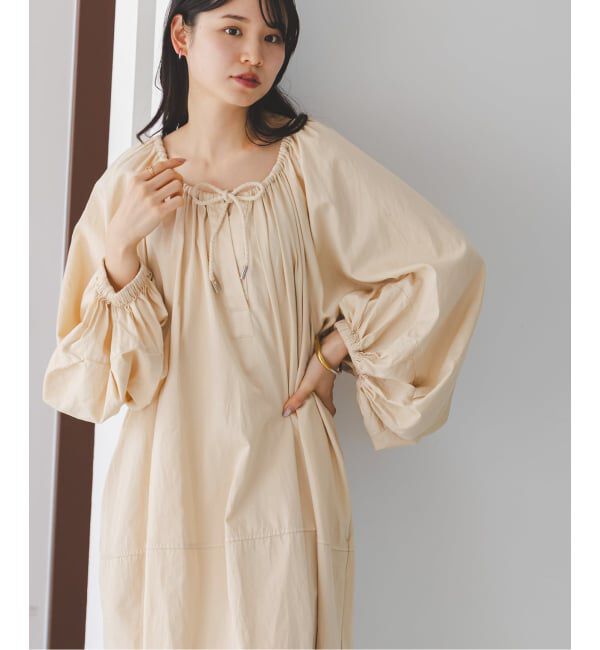 NOBLE「《NOBLE別注》【洗える】venit/ヴェニット コットンシルクバルーンスリーブワンピース」|ワンピース|