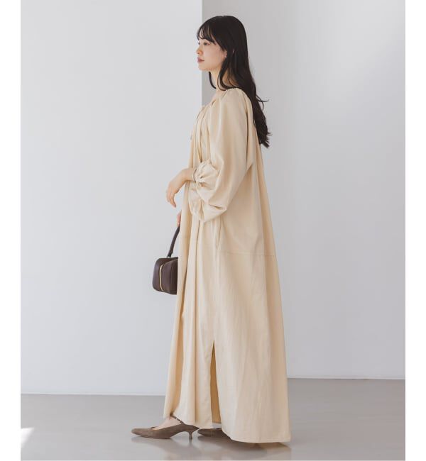 NOBLE「《NOBLE別注》【洗える】venit/ヴェニット コットンシルクバルーンスリーブワンピース」|ワンピース|