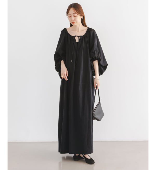 NOBLE「《NOBLE別注》【洗える】venit/ヴェニット コットンシルクバルーンスリーブワンピース」|ワンピース|