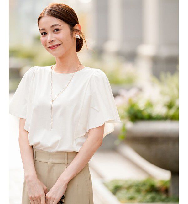 ANY SIS「【シルクタッチさら魅せTシャツ】袖フレア プルオーバー」|Tシャツ・カットソー|アイボリー
