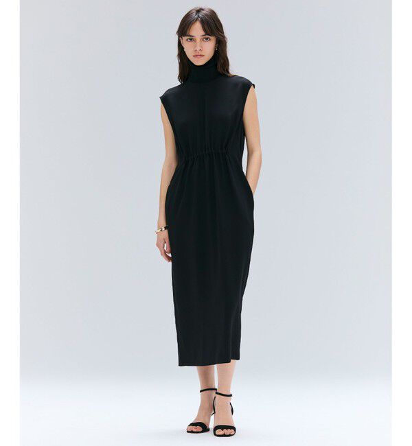 BEIGE,「【洗える】FLEUR / ニットコンビハイネックノースリーブドレス」|ワンピース|
