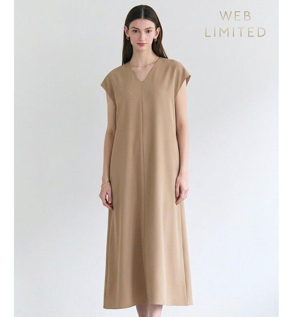 BEIGE,「VIRGILE / Vネックリラックスワンピース」|ワンピース|Mocha