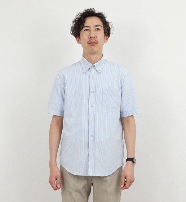 NOLLEY'S goodman「《ビジカジ対応》トリコットサッカーテープBD SS 半袖ボタンダウンシャツ 26SS」|シャツ・ブラウス|