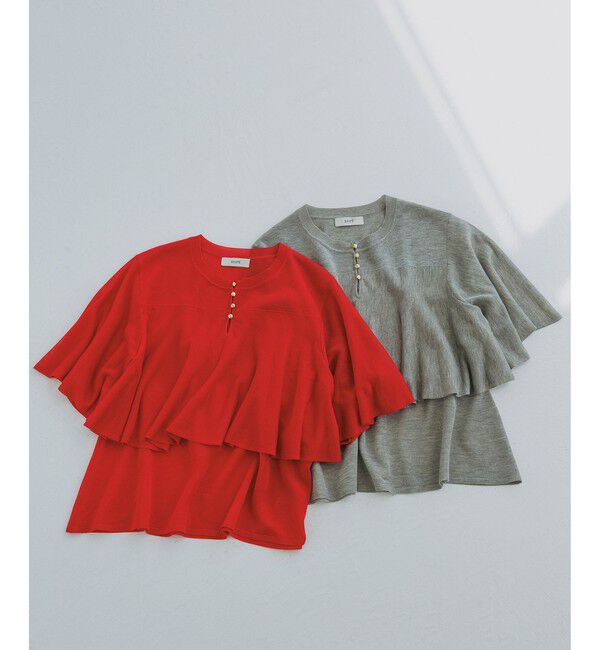 ROPE「LEVITA ティアードフリルニットプルーオーバー/接触冷感・イージーケア」|Tシャツ・カットソー|