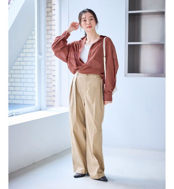 Rope&rsquo;Picnic「お着軽シャツシリーズ 無地・ストライプ 2WAYシアーブラウス/接触冷感・通気性」|シャツ・ブラウス|