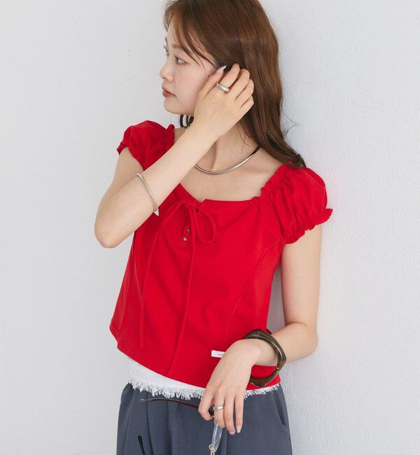  「レースアップフレンチTシャツ」|Tシャツ・カットソー|