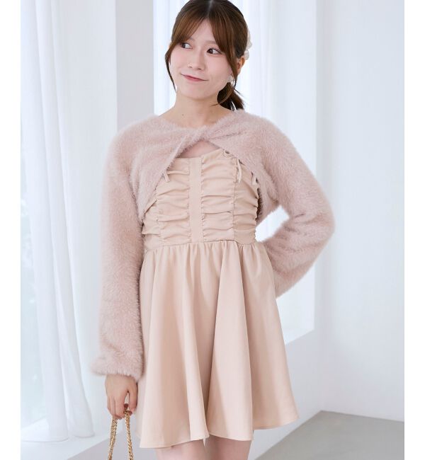  「ふわふわニット&times;ミニワンピセット」|ワンピース|