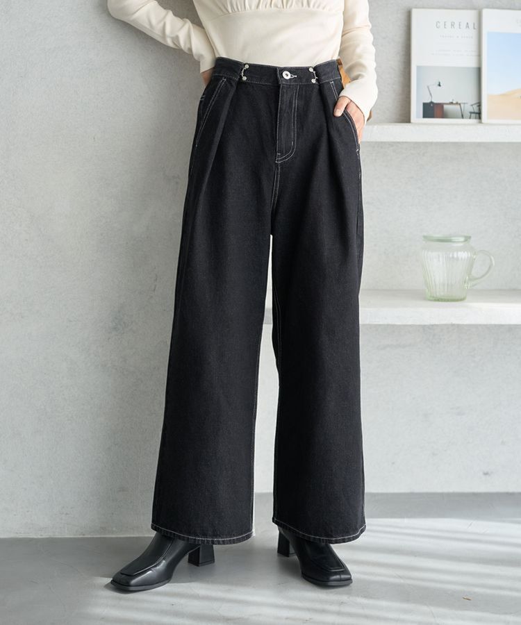earth music&ecology「タックホックデニムパンツ」|デニム|