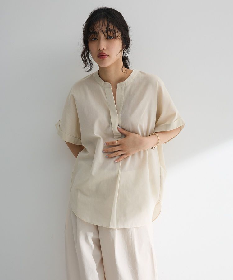 Green Parks「綿麻混フレンチスリーブスキッパーシャツ」|シャツ・ブラウス|