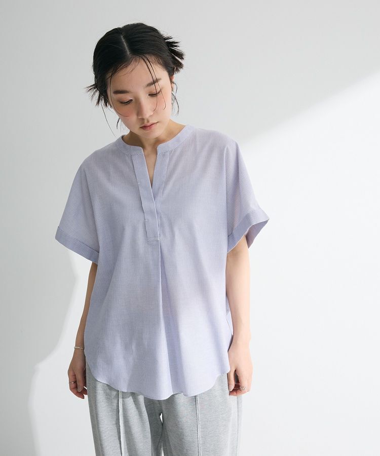 Green Parks「綿麻混フレンチスリーブスキッパーシャツ」|シャツ・ブラウス|