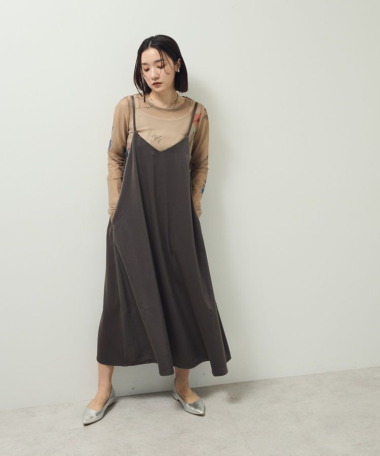 Green Parks「前後2WAYサテンキャミワンピース」|ワンピース|Gray