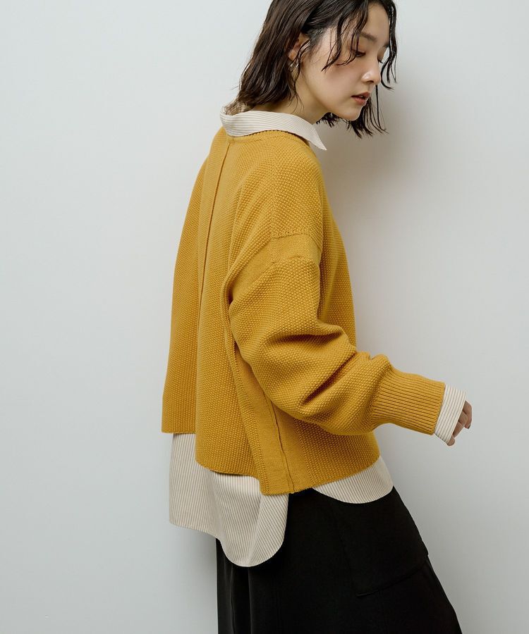 Green Parks「かのこ編モックネックニットプルオーバー」|ニット・セーター|Yellow