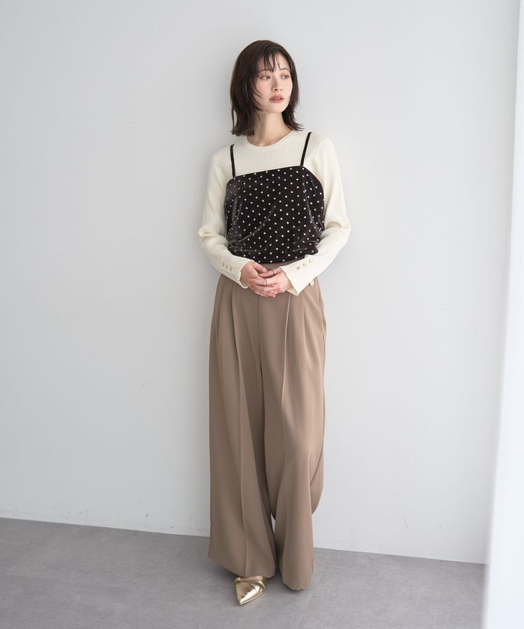 YECCA VECCA「グリッタードットベロアオーバーキャミ」|キャミソール|