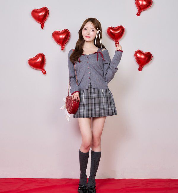  「【Heart collection】ハートボタンビスチェセットカーディガン」|ニット・セーター|