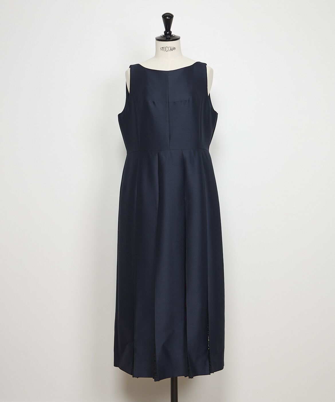 INED「《大きいサイズ》シルクウールロングワンピース《la veille by SUPERIOR CLOSET》」|ワンピース|ネイビー