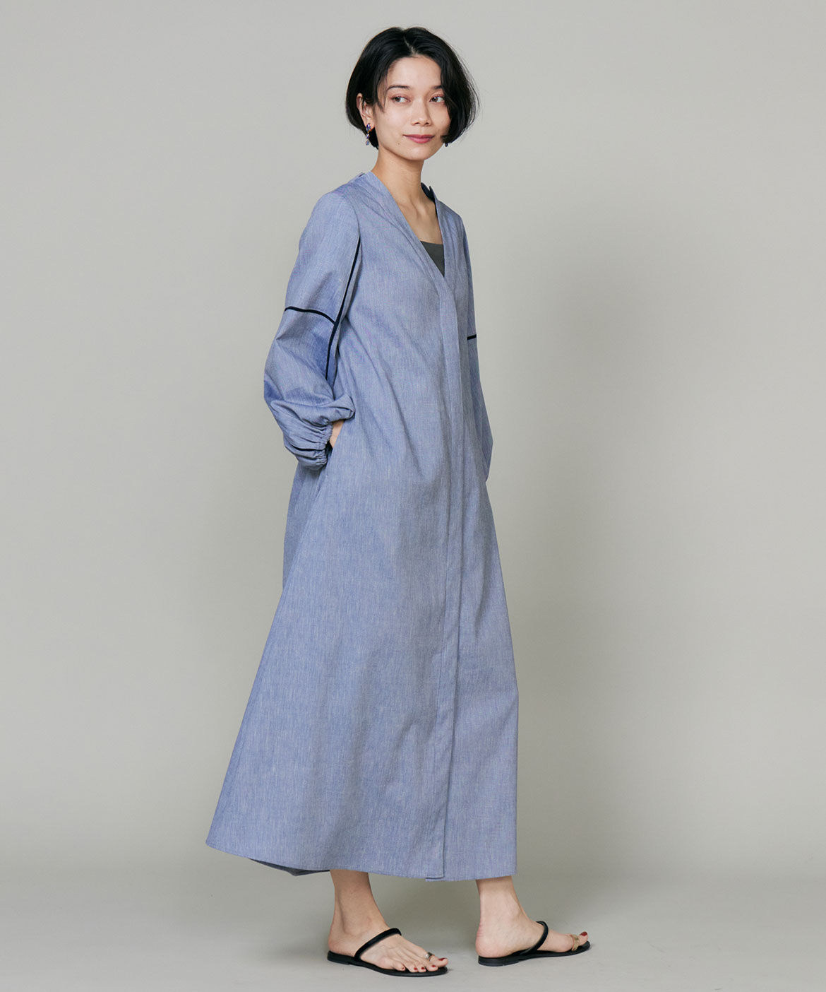 INED「Vネックシャンブレーワンピース」|ワンピース|