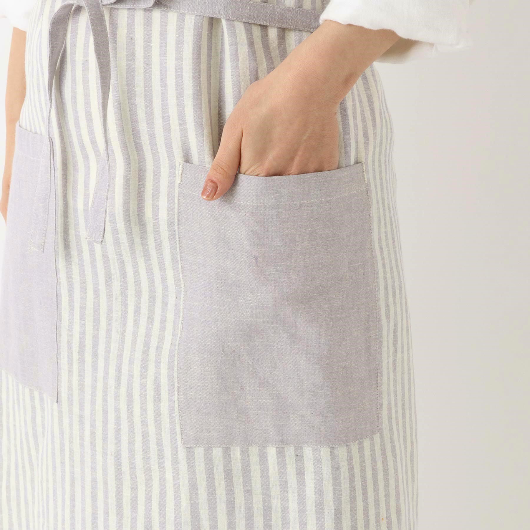 212 KITCHEN STORE「ブロックストライプ リネンコットン フルエプロン LPU ＜212Kオリジナル ＞」|食器・キッチングッズ|