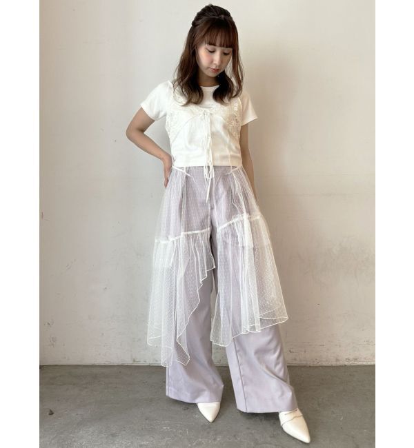 CALNAMUR「TULLE CAMISOLE DRESS/チュールキャミソールドレス」|ワンピース|