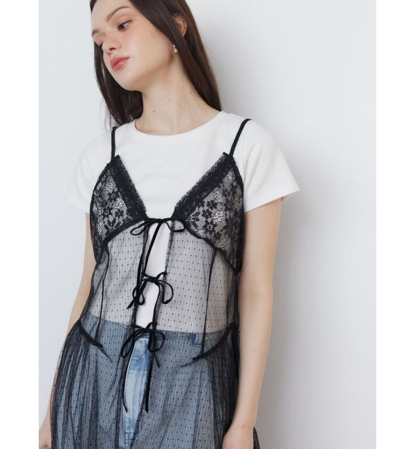 CALNAMUR「TULLE CAMISOLE DRESS/チュールキャミソールドレス」|ワンピース|