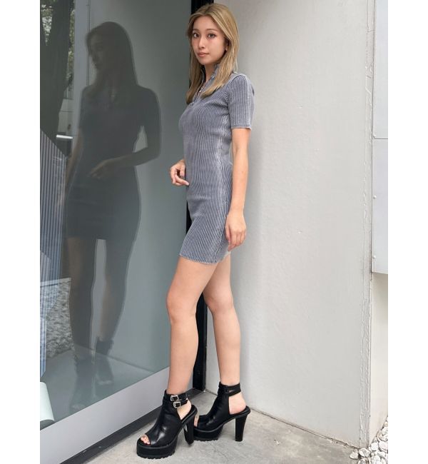 GYDA「ブリーチハーフZIPリブニットワンピース」|ワンピース|
