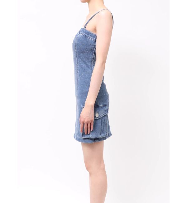 GYDA「GGプレートbijouカットデニムベアワンピース」|ワンピース|