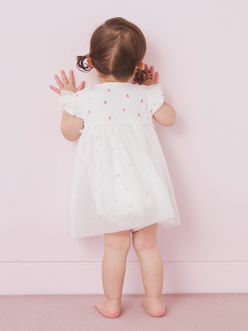 GELATO PIQUE KIDS & BABY「【BABY】ストロベリー柄チュールロンパース」|ロンパース|
