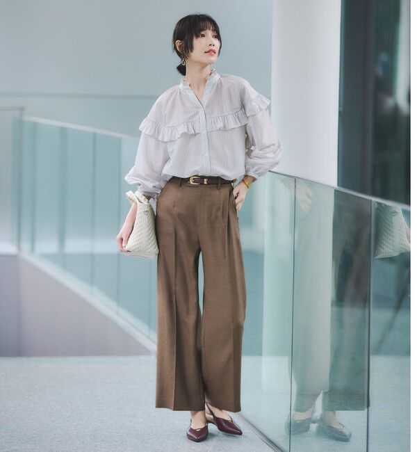 UNITED ARROWS green label relaxing「カールマイヤー ヨーク フリル ブラウス マシンウォッシャブル 通気性」|シャツ・ブラウス|