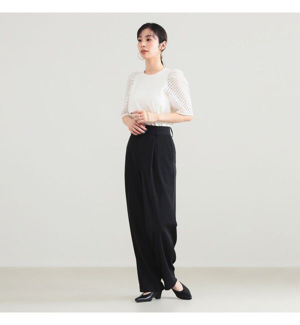 Demi-Luxe BEAMS 「刺繍レース スリーブ Tシャツ」|Tシャツ・カットソー|