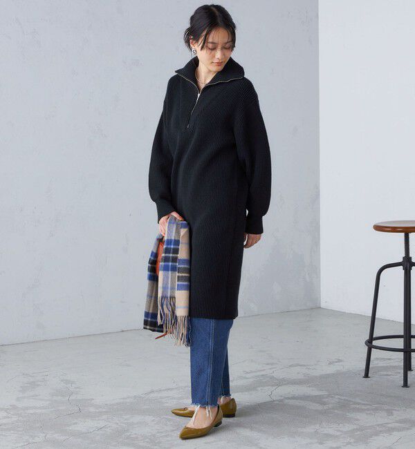 SHIPS for women「〈手洗い可能〉片畦編み ハーフ ジップ ワンピース」|ワンピース|