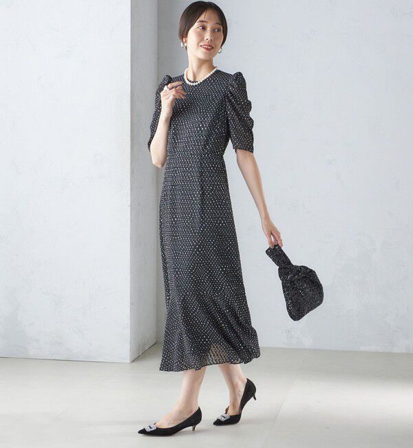 SHIPS for women「troisiemeCHACO:カット ジャカード ワンピース（セレモニー対応可）」|ワンピース|