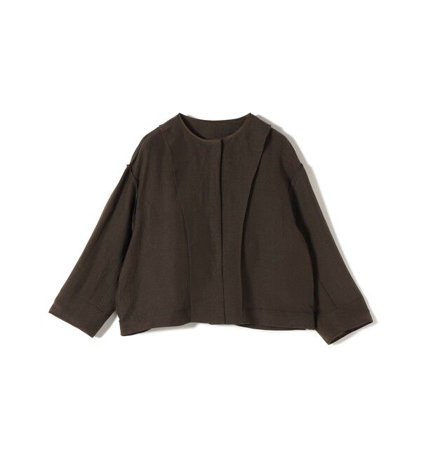 SHIPS for women「SHIPS Primary Navy Label:麻混 ノーカラー ジャケット（セットアップ対応）」|ノーカラージャケット|
