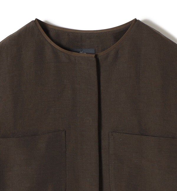 SHIPS for women「SHIPS Primary Navy Label:麻混 ノーカラー ジャケット（セットアップ対応）」|ノーカラージャケット|